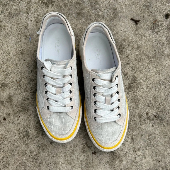 Rag & Bone Army Low Croc Printed Leather Sneaker, size  36 - Picture 2 of 12